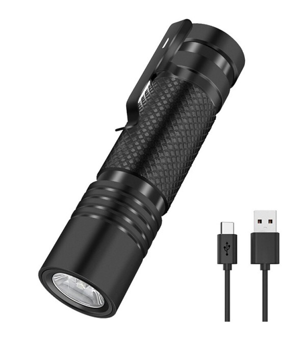 BORUIT V8 800LM Type-C Fast Rechargeable EDC Flashlight with 18650 Battery Power Indicator Waterproof Mini LED Torch