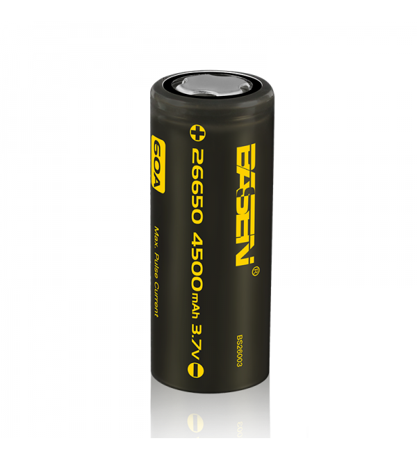 1pcs Basen BS26003 26650 4500mah 3.7V 60A Unprotect Flat Top Rechargeable Li-ion Battery Rechargeable Power Cell For Flashlights