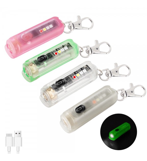 SEEKNITE M600 LH351B LED Keychain Flashlight With RGB Color Light &amp; Clip Strong Light Type-C Rechargeable EDC Mini Torch Por