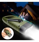 2 PCS Portable LED Flashlight Hand Crank Dynamo Torch Professional Solar Power Tent Light Lantern for Outdoor Camping Mountainee