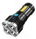 S3 4*LED+COB Ultra Bright LED Flashlight With Sidelight Built-in Battery 4 Modes USB Rechargeable Strong Spotlight Waterproof Wo