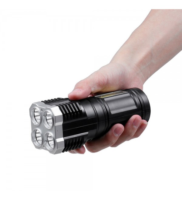 S3 4*LED+COB Ultra Bright LED Flashlight With Sidelight Built-in Battery 4 Modes USB Rechargeable Strong Spotlight Waterproof Wo