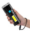 S3 4*LED+COB Ultra Bright LED Flashlight With Sidelight Built-in Battery 4 Modes USB Rechargeable Strong Spotlight Waterproof Wo