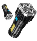 S3 4*LED+COB Ultra Bright LED Flashlight With Sidelight Built-in Battery 4 Modes USB Rechargeable Strong Spotlight Waterproof Wo