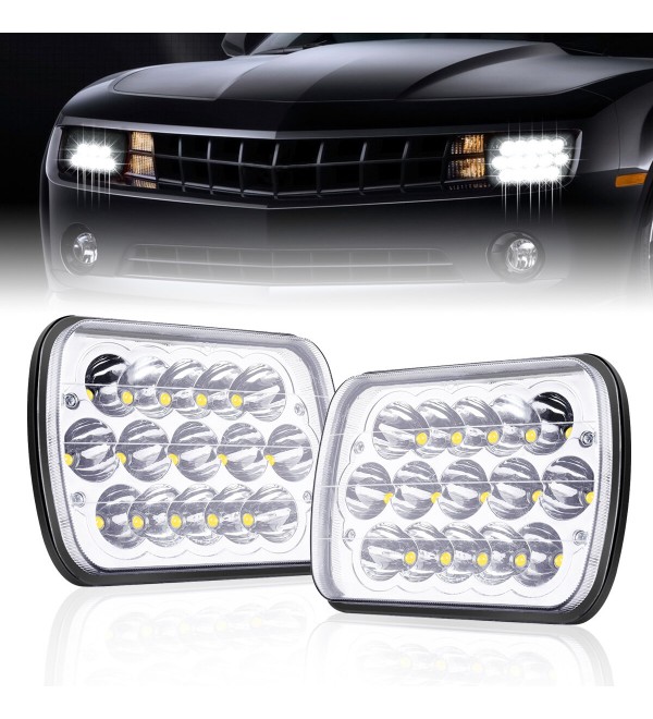 2 Pcs AMBOTHER Wrangler Headlight 5 x 7" LED Stock Headlights with Lamp