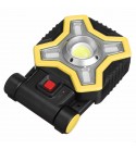 400W COB+4 LEDs 180° Adjustable LED Camping Light Solar/USB Charging/Battery 3-Types Option Portable Outdoor Work Light - Yellow