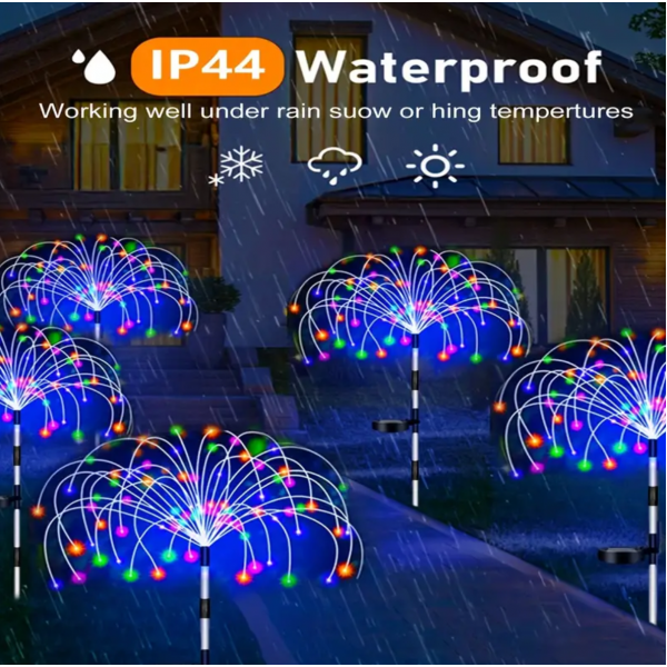1pc Solar Garden Lights Outdoor, Waterproof Solar Firework Lights With 8 Modes, Light Up Your Garden With Solar Lawn Lights, LED Outdoor DIY Stake Lights