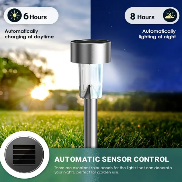 12pcs Solar Outdoor Lights, Stainless Steel Solar Lights Outdoor Waterproof, LED Pathway Lights Outdoor Solar Lights Solar Garden Lights For Patio, Lawn, Yard And Landscape