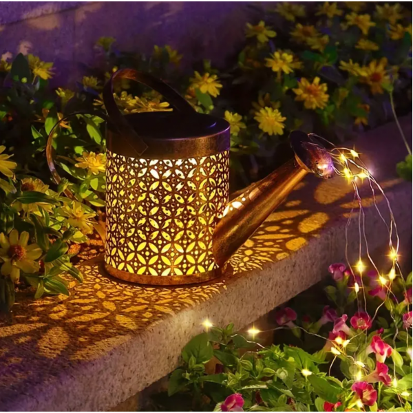 1pc, Solar Watering Can With Lights, Solar Lanterns Outdoor Hanging Waterproof Garden Decor, Solar Lights Outdoor Garden Decorative, Retro Metal Solar Garden Lights Yard Decorations For Lawn Path Patio