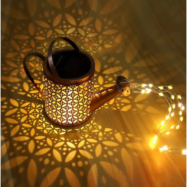 1pc, Solar Watering Can With Lights, Solar Lanterns Outdoor Hanging Waterproof Garden Decor, Solar Lights Outdoor Garden Decorative, Retro Metal Solar Garden Lights Yard Decorations For Lawn Path Patio