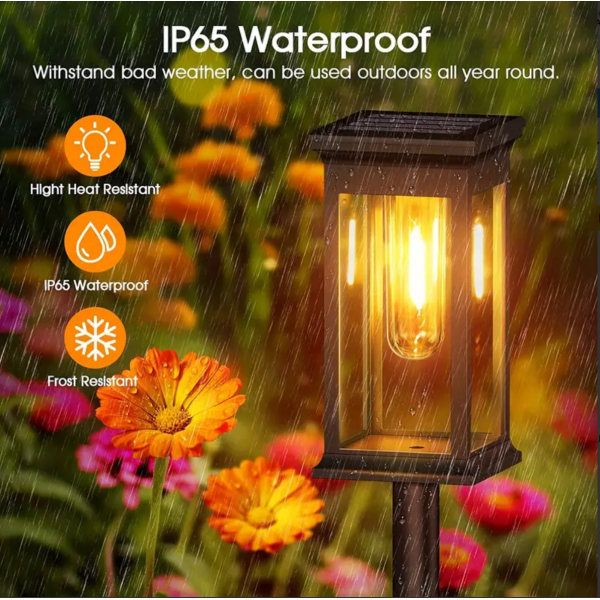 2pcsSolar Pathway Lights Outdoor, Upgraded Solar Outdoor Lights, Bright Solar Garden Lights Outdoor Waterproof, Auto On/Off Outdoor Solar Lights For Yard Landscape Path Lawn Patio Walkway