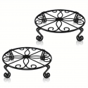 2pcs Black Plant Stand For Flower Pot Heavy Duty Potted Holder Indoor Outdoor Metal Rustproof Iron Garden Container Round Supports Rack For Planter Bronze, Pumpkin Stand Outdoor