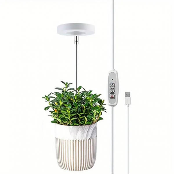 1pc,  Grow Lights For Indoor Plants ,Grow Healthy Indoor Plants USB Angel Ring LED Full Spectrum Plant Light , Diameter 3.5in/9cm,Height Adjustable 4 Dimmable Brightness, 4/8/12H On/Off Timer,Timed DimmingI ,Ideal For Small Plants